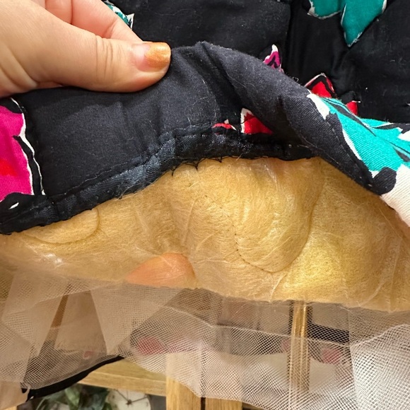 80's Victor Costa Vintage Saks Fifth Ave Quilted Puff Floral Print Dress - Picture 8 of 10